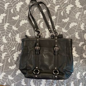 Genuine Coach black leather tote bag